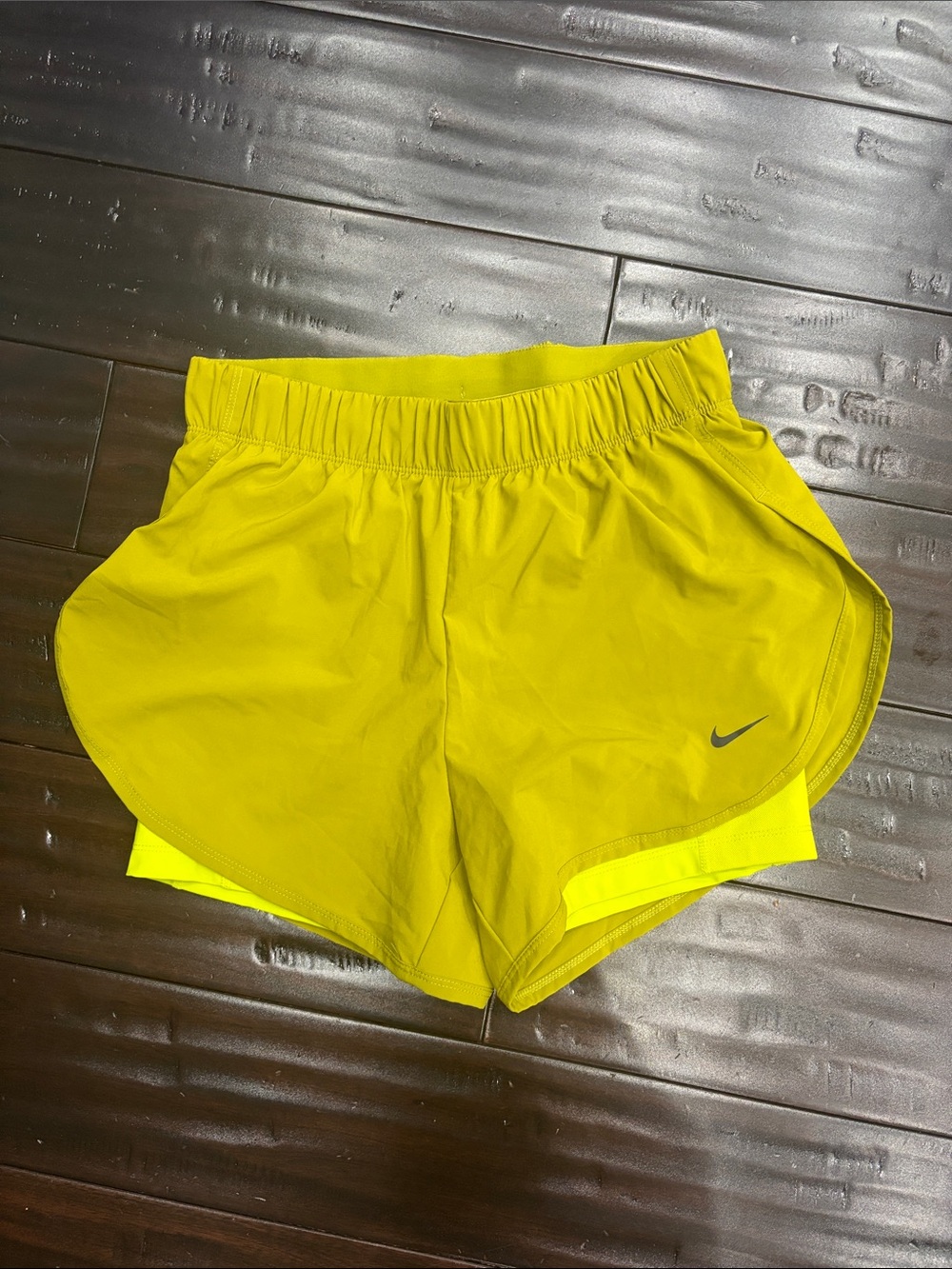 Nike Women's Neon Yellow Athletic Shorts with Liner